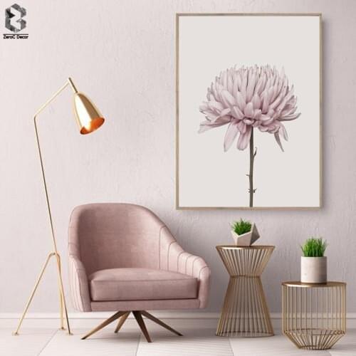 Classic Pink Flower Canvas Painting Floral Wall Art Poster and Print Wall Decor Texture Picture for Living Room Home Decoration