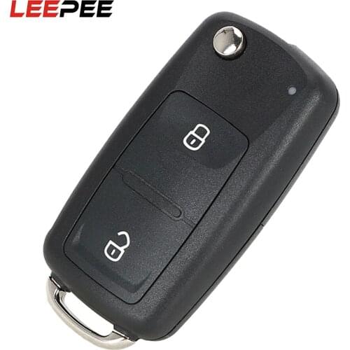 LEEPEE For Tiguan Golf Polo 2 Buttons Flip Car Key Shell Remote Key Case Fob Folding Replacement