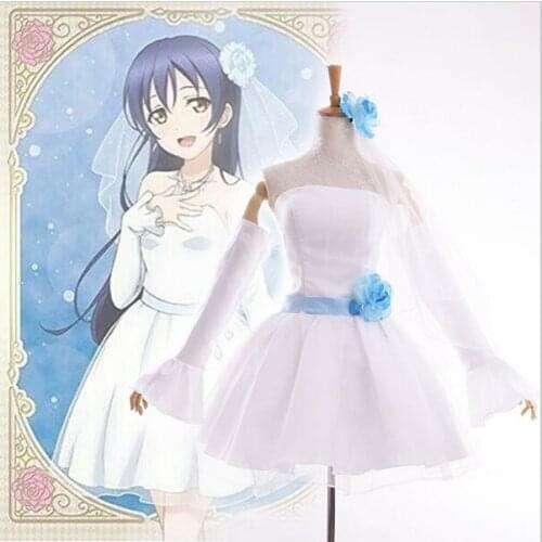 Love Live! School Idol Project Awakening Bridesmaid Umi Sonoda Cosplay White Wedding Dress Mini Dress Love Live Cosplay Costume
