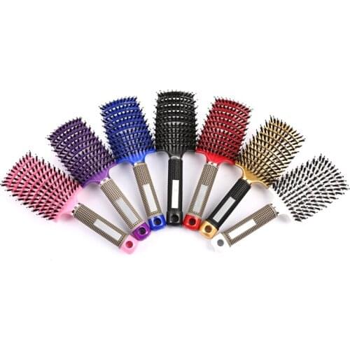 Hair Scalp Massage Comb Hairbrush Bristle Nylon Women Wet Curly Detangle Brush Salon Hairdressing Styling Tools