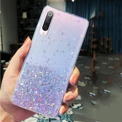 Fashion Glitter Case For Samsung Galaxy A70 A50 A60 A30 A40 A30S A21S A20S A20E A21 A20 A01 A10 M10 Case Transparent Phone Cover