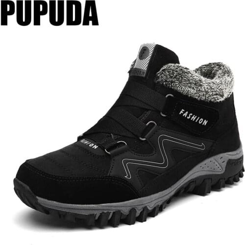 PUPUDA Men‘s Boots Anti-Skidding Shoes Men Fashion Comfortable Winter Men Ankle Boots Short Plush Snow Boots Durable Big Size11
