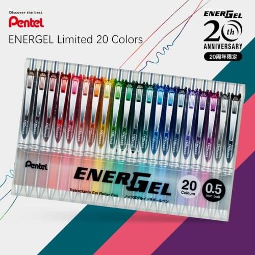 Pentel Enelgel 20colors Limited Gel Pen Set 20 Anniversary 0.5mm Quick Dry Ink School and Office Supplies Stationery