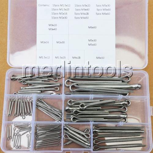11 Kinds of 304 Stainless Steel Split-Cotter Pins Assortment Kit M1.5 - M6