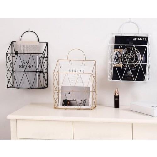 Wall Metal Magazine Holder Newspapers Bookshelf Office Desk Document Organizer Bookends Home Book Collection Shelf Decoration