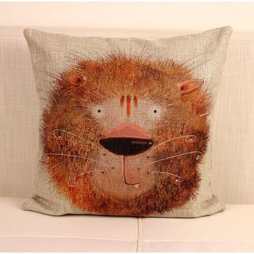 Lion pillow cover, European court style animal cartoon lion throw pillow case pillowcase