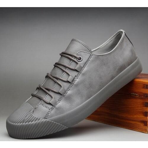New Men Leather Casual Shoes Spring Autumn Comfortable Flat Shoes Lace-up Loafers Man Footwear