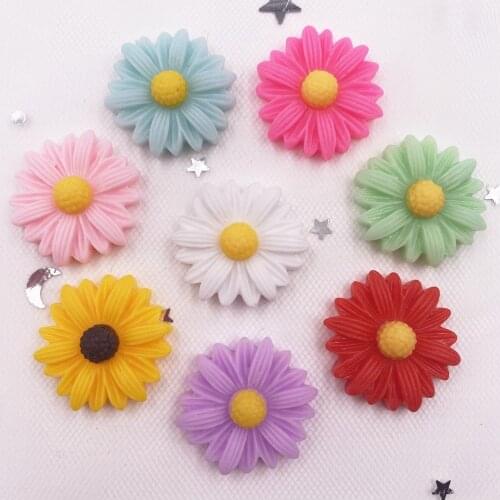 New 20pcs Resin 23mm Colorful 3D Flower Flatback Stone Scrapbook Wedding DIY Ornaments Applique Crafts SH00
