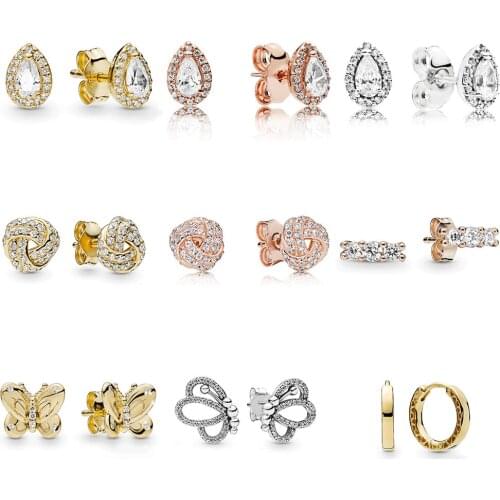 2019 Spring New Original 1:1 Sparkling Love Knots. Teardrops. Butterflies. Flowers Multi-style Fashion Glamour Girls Earrings