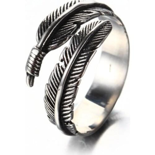 New Silver color Do The Old Feather Open Rings For Women Ancient Style Lady Prevent Allergy jewelry