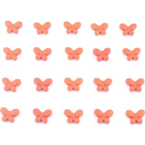 Wholesale 40Pcs Orange Color Butterfly Stone Spacer Beads Charm For Jewelry Making Accessories 20x15mm QG3301