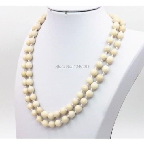8mm Natural White Chalcedony Accessories Necklace 35inch Beads Natural Stone Female Jewelry Making Women Girls Christmas Gifts