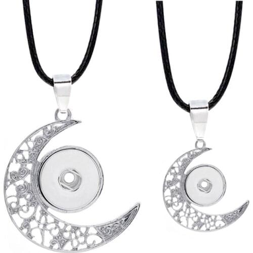 Hot Interchangeable Moon Crystal Ginger Necklace 007 Fit 12mm 18mm Snap Button Pendant Necklace Charm Jewelry For Women Gift