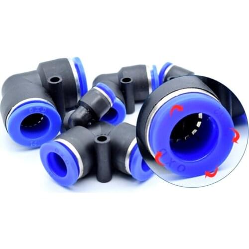 Pneumatic Tracheal Fittings Quick Connector Right Angle 90 Degree Plastic Elbow PV-04 06 08 10 12 14 16