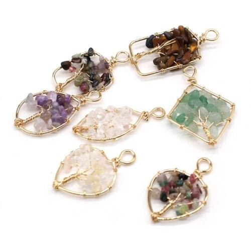 Elegant Natural Stone Pendants Reiki Heal Amethysts Clear Quartzs for Jewelry Making DIY Earring Necklace Women Gifts