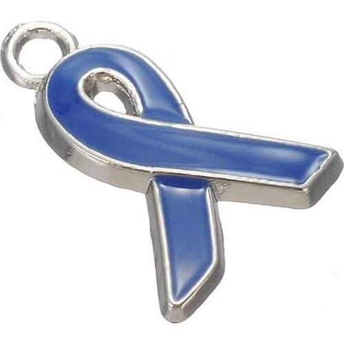 Silver plated enamel Ribbon Breast Cancer Awareness charms 30PC