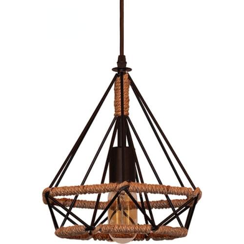 Vintage Pendant Light Black Iron Rope Lamp Russia Loft Cage Light Design for Kitchen Dining Bedroom with E27 Edison Lamp Holder