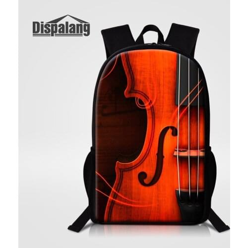 Dispalang Women Mens Casual Backpack Violin Printing School Bags For Elementary Students Music Back Pack Kids Bookbags Mochilas