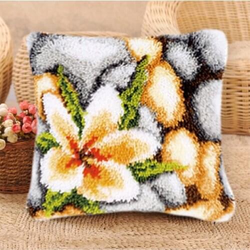 Plant Series Segment Embroidery Pillow Flowers Grass Coarse Wool Cross Stitch 3D Latch Hook Carpet Embroidery DIY Latch Hook Kit