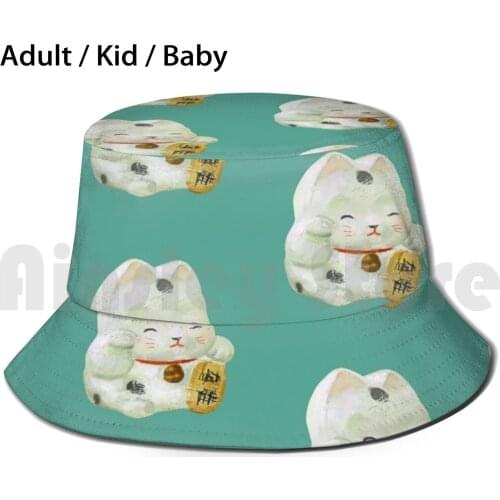 Maneki Neko , Lucky Charm Cat Japanese Asian Sun Hat Foldable UV Protection Maneki Neko Neko Cat Cute Kitty Japanese