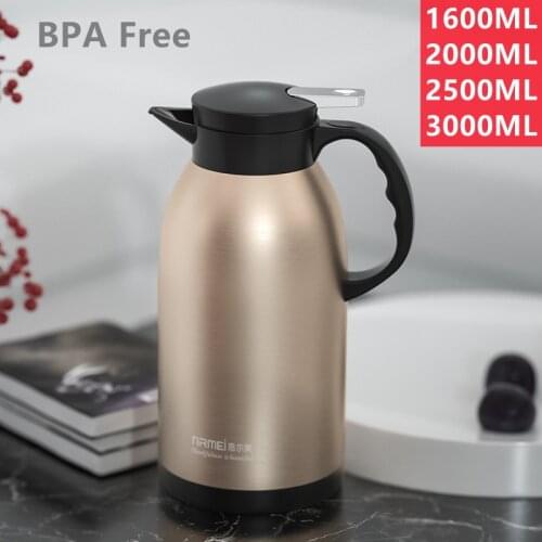 2/3L Large Capacity Stainless Steel Thermal Coffee Carafe Home Office Thermos Vacuum Flasks Kettle European Pot termos para cafe