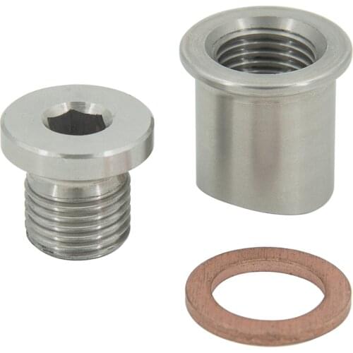 Universal O2 Oxygen Sensor Stepped Mounting Boss And Plugs Stainless Steel Adapter M12 X 1.25 Thread Nut Bung