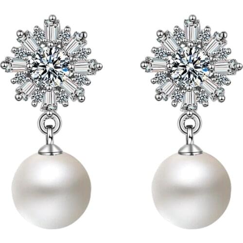 Earrings Irregular Pattern Crystal Beautiful Charming 925 Sterling Silver Dance Competition For Women Lady