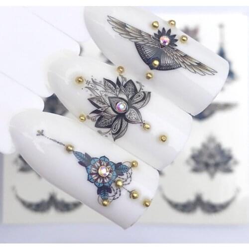 1pc Watermark Sticker Decals Nail Art Flower Music Note Cute Cat Butterfly Elves Different Pattern 6.4cm*5.2cm