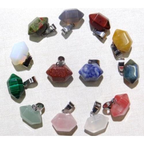 Natural Stone Quartz Crystal Opal Pendant Sodalite Tiger Eye Beads Pendant For DIY Jewelry Making Necklace Accessories 10pcs