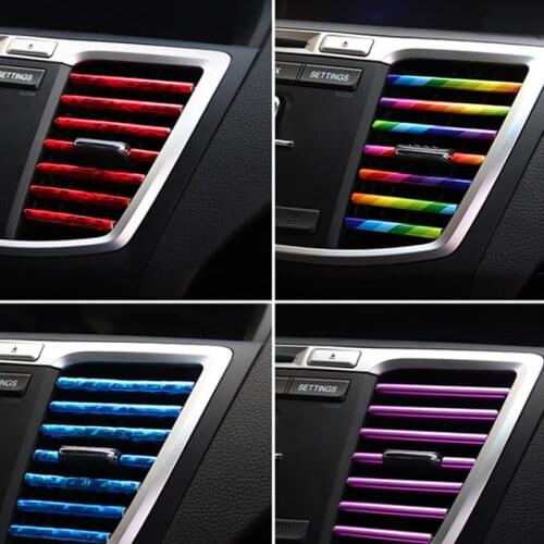10PCS 20cm Universal Car Decoration Strip for Air Conditioner Outlet U type Electroplating PVC Car Interior Accessories