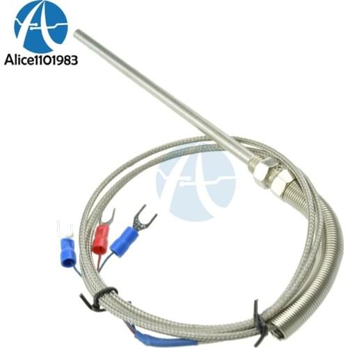 10cm Stainless Steel Shield Probe Tube RTD PT100 Temperature Sensor with 3 Cable Wires for Temperature Controller Control
