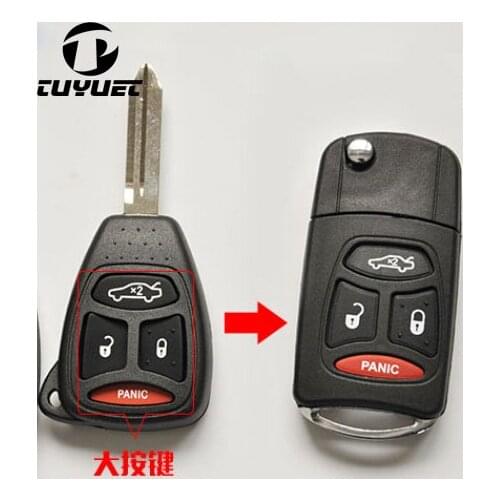 3+1 Buttons Modified Flip Car Key Blank Remote Fob Shell for Chrysler 300C
