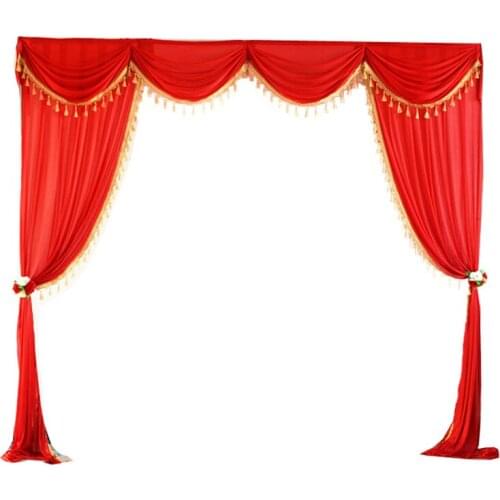 3M and 6M Width wedding backdrop drape swag valance with tassel beads for wedding event party backdrop curtain decoration