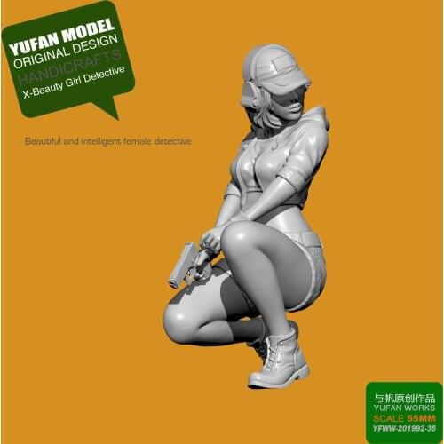 55mm Resin Kits YUFAN Model X Detective Beauty Resin Model Self-assembled YFWW35-201992