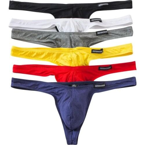 6PCS Wholesale Mens Sissy Modal Briefs Bikini G-String Thongs Breathable Tanga Exotic Panties Gay Sexy Underwear For Men