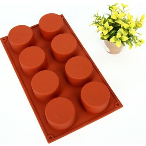 8 Holes Round Shape Silicone Cake Tools 3D Handmade Cupcake Jelly Pudding Cookie Mini Muffin Soap Maker DIY Baking Tools