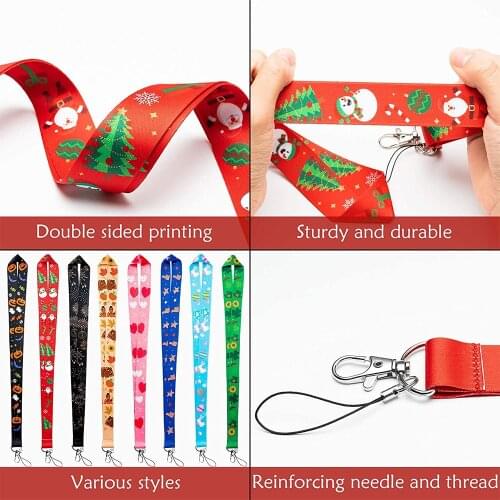 8pcs Seasonal Holiday Lanyards for ID Name Tag Badge Holders Flat Hall Pass Lanyard with Stainless Swivel Hook for Students