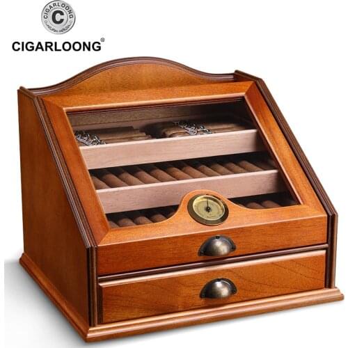 CIGARLOONG Cigar Cedar Wood Moisturizing Box Humidor Cabinet Large Capacity Fit 100 Four Layer Cigar Humidor Wood Box CLA-A0012