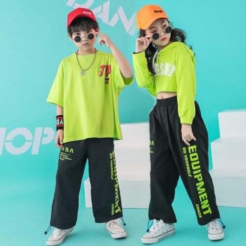 Kid Hip Hop Hoodies Clothing Casual T Shirt Tops Jogger Pants for Girls Boys Dance Costume Ballroom Dancing Clothes Dancewear