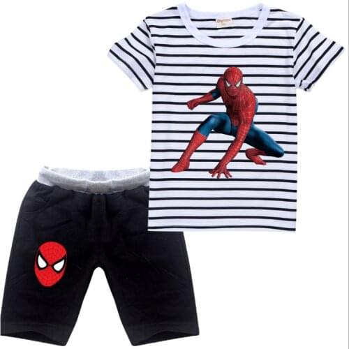 Disney childrens cartoon Spiderman boys' suit summer short sleeve childrens suit 8508