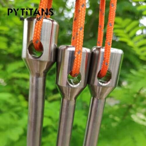 Factory direct sale High Quality Titanium Tent Peg camping ultralight stake with Rope Outdoor by PYTITANS