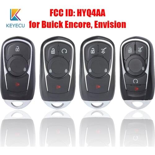 KEYECU Smart Promixity Remote Car Key With 3/4/5 Buttons 315MHz FOB for Buick Encore Envision 2017 2018 2019 2020 FCC: HYQ4AA
