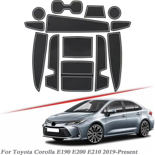 13pcs Car Styling For Toyota Corolla E190 E200 E210 2019Latex Gate slot pad Interior Door Groove Mat Non-slip dust Mat Accessory