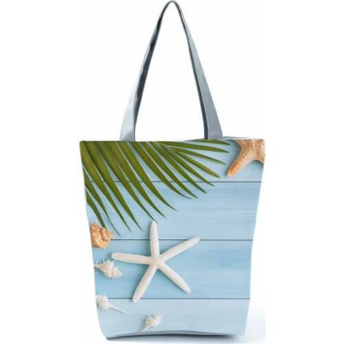 Pretty Womens Bag Starfish Printed Blue Shoulder Bag Fashion Handbags Portable Shoulder Bag Eco Friendly Practical Shopping Bag