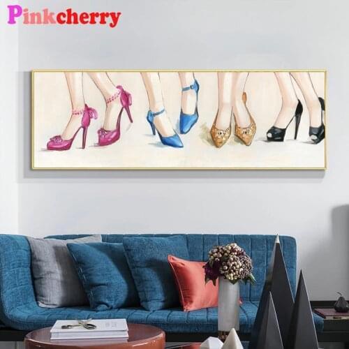 Colorful High heeled Shoes Diamond Painting Full Square round Diamond Mosaic 5D Cross Stitch DIY Embroidery Rhinestone Decor