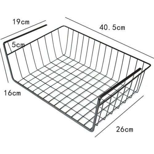 Kitchen Organizer Iron Hanging Under Cupboard Iron Storage Shelf Mesh Basket Desk Cable Management Tray Hanger Rack Dropshipping