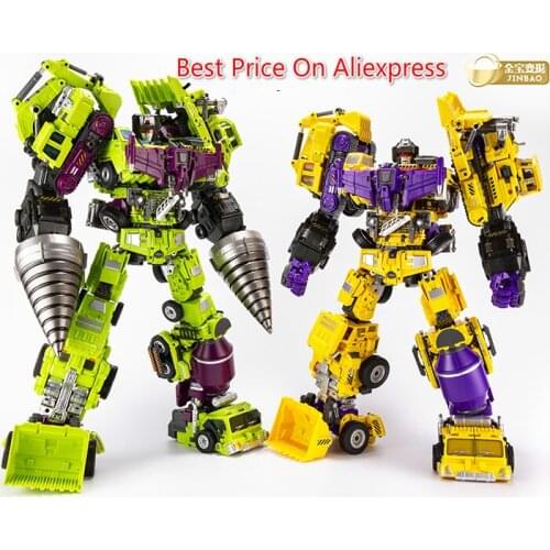 Best Price JINBAO Oversized Devastator 6pcs Full Set Engineering Green/ Yellow Robot Action Figure Toys Upgrade Kits
