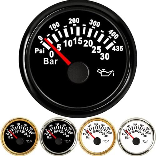 Oil press gauge 2" 52mm Oil pressure gauge 0- 30 bar Car meter boat auto fuel pressure testers painel digital universal moto