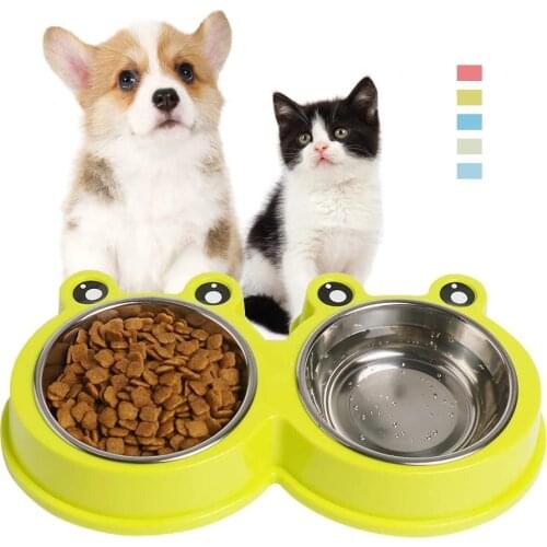 Double Pet Cat Bowls Durable Stainless Steel Non-skid feeder for small medium dogs cats Food Water Feeding pets Bowl Accessories