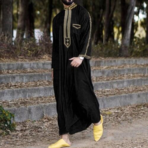 Saudi Arab Dubai Abaya Male Clothing Embroidery Muslim Dress Moroccan Jelaba 2021 Islam Clothing Qamis Man Robe Kaftan Kurta Men